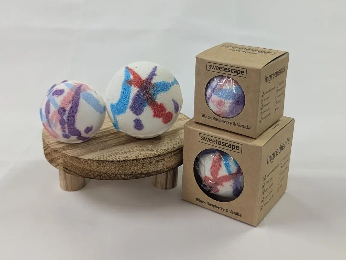 Individual Mini Bath Bomb - Black Raspberry & Vanilla