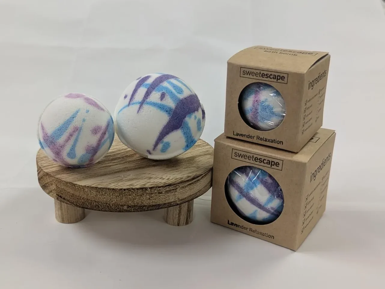 Individual Mini Bath Bomb - Lavender (with Colour)