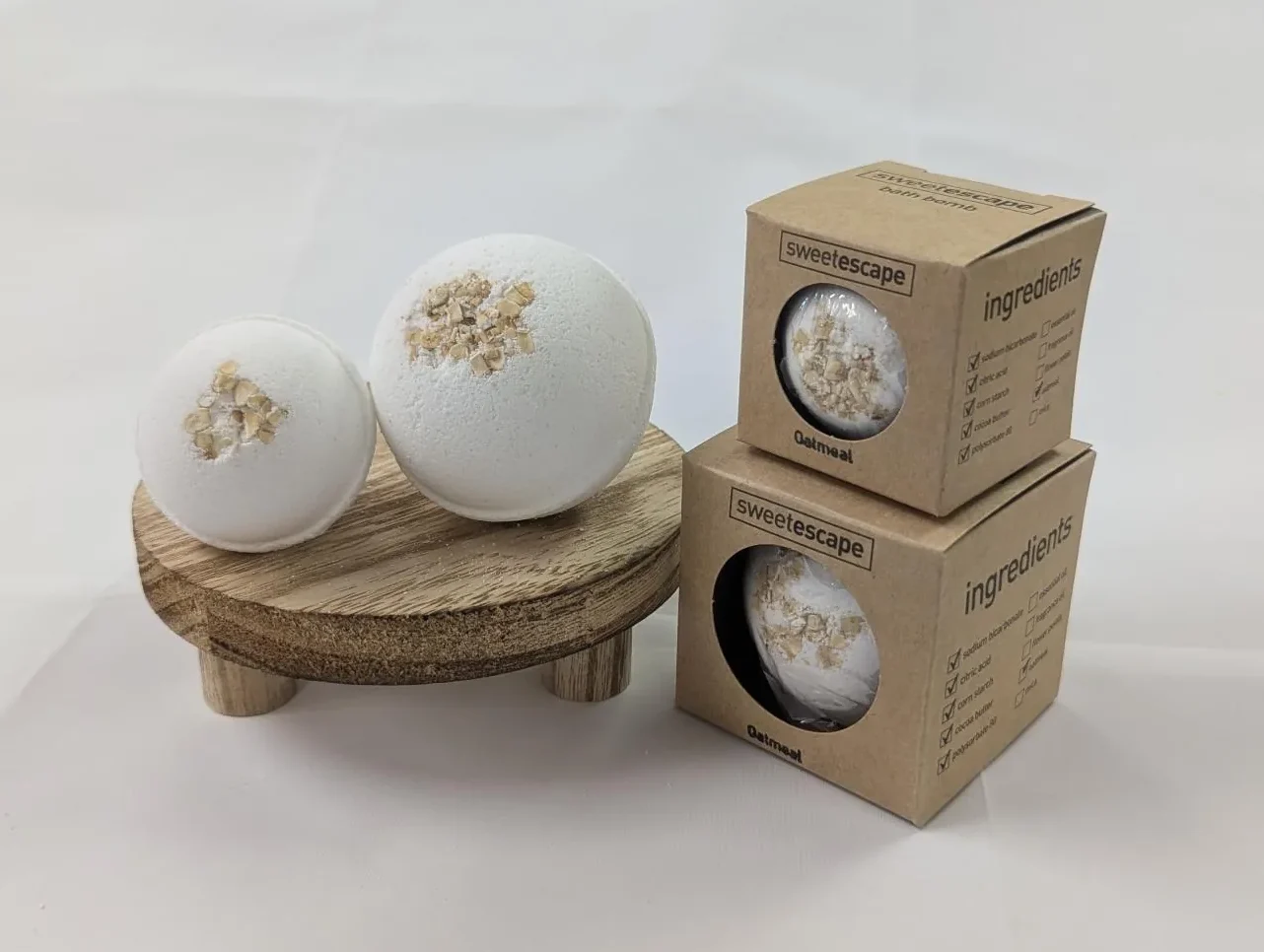 Individual Mini Bath Bomb - Oatmeal (with Oats)